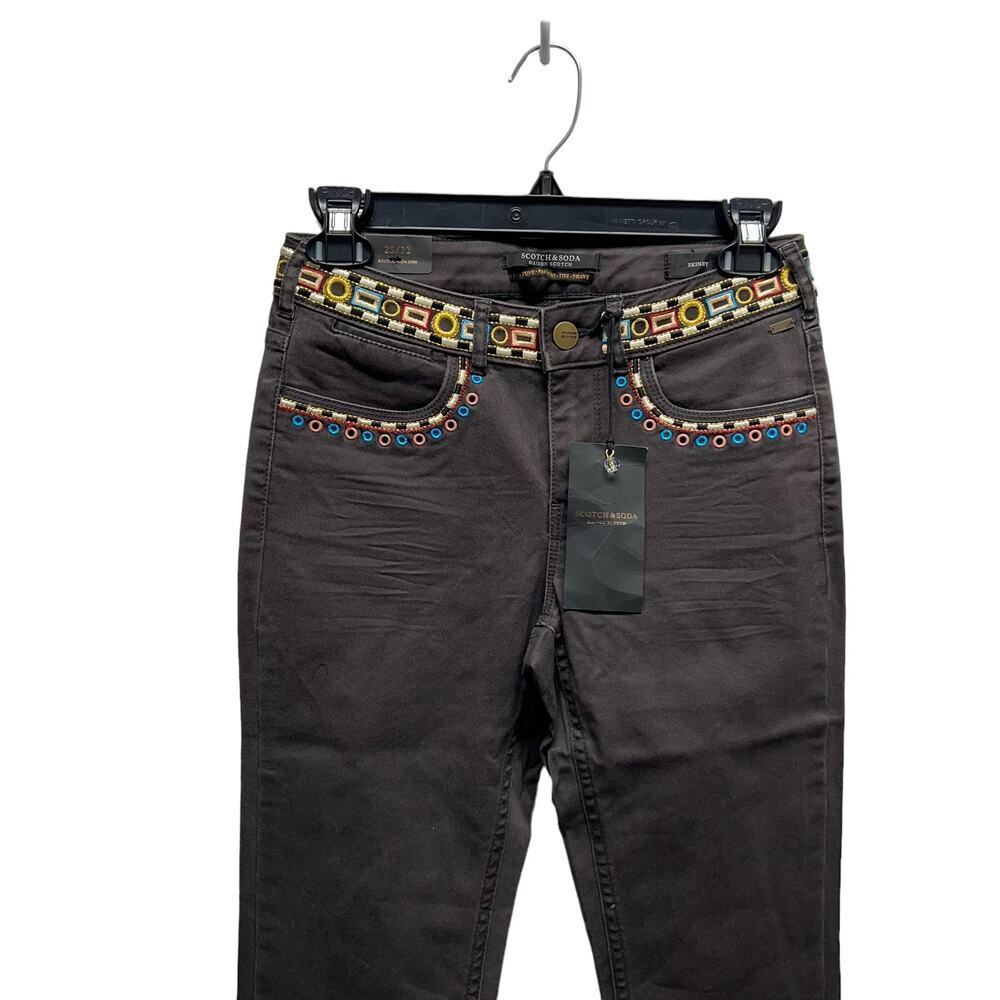 Scotch & Soda Grommet Embroidered Waist Belt Pants Black‎